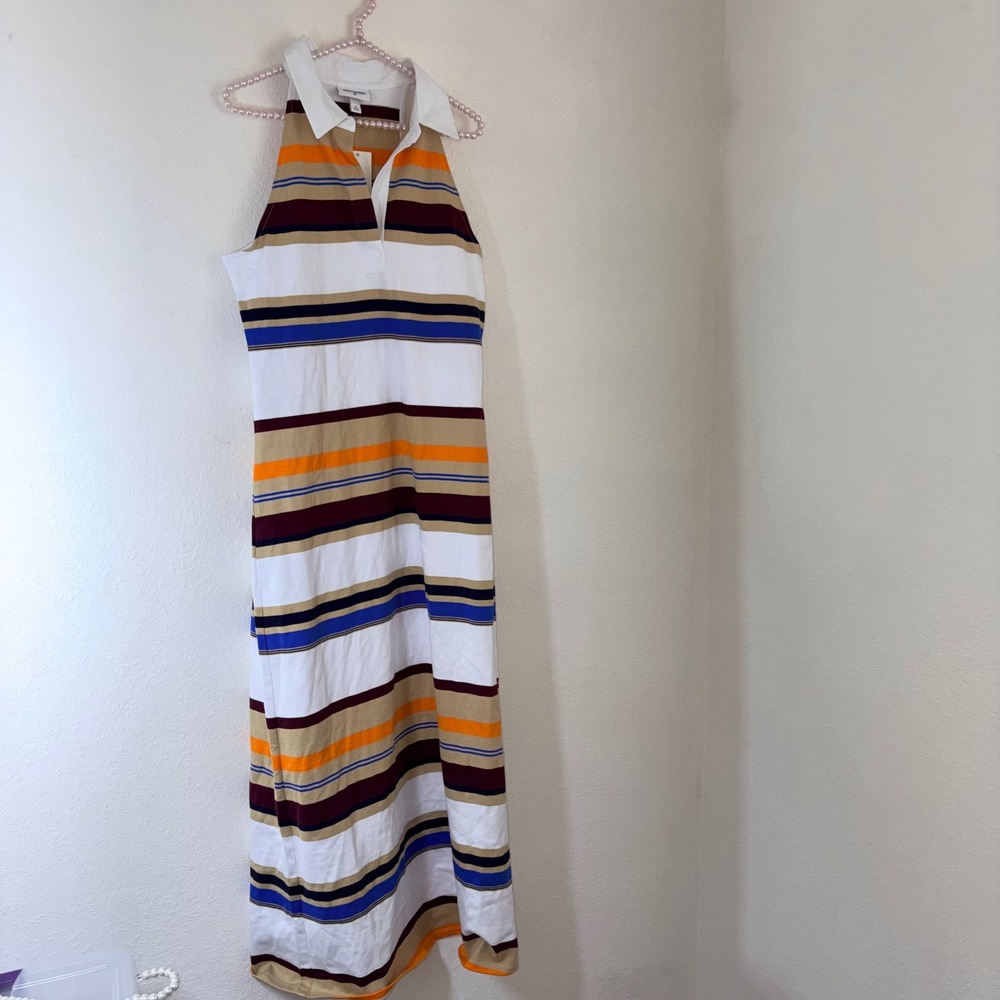 Rosie Assoulin x Target Polo Maxi Dress M Multi-Color NEW Striped Halter Slit